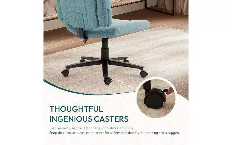 Ergonomic Swivel Office Chair, Extra-Wide Seat, Adjustable Height, Locking Casters