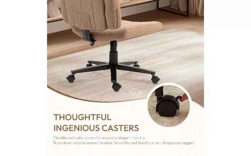 Ergonomic Swivel Office Chair, Extra-Wide Seat, Adjustable Height, Locking Casters