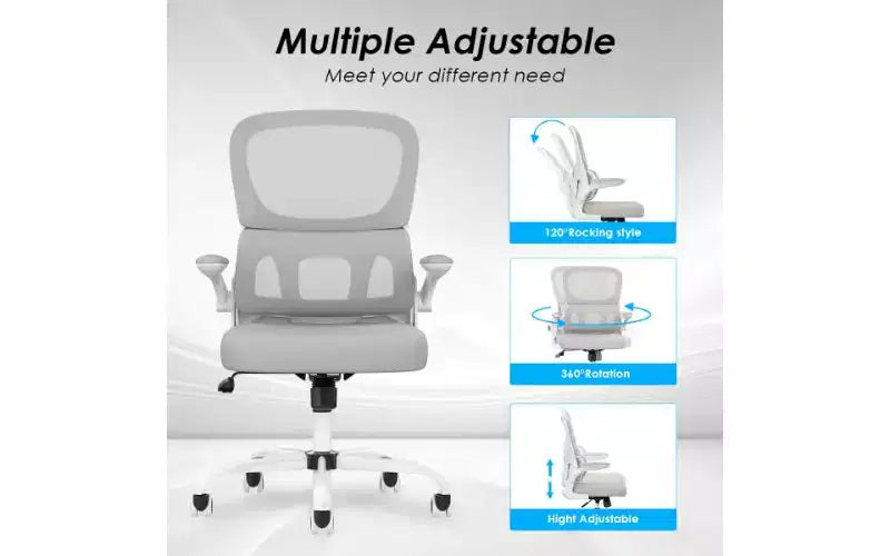 Double Mesh Ergonomic Office Chair with Flip-Up Armrests and Lumbar Support