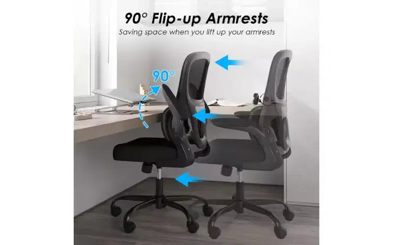 Double Mesh Ergonomic Office Chair with Flip-Up Armrests and Lumbar Support