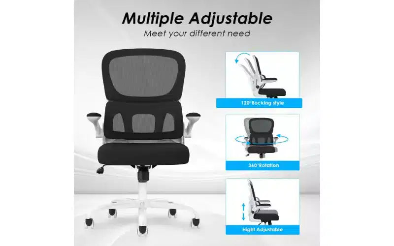 Double Mesh Ergonomic Office Chair with Flip-Up Armrests and Lumbar Support