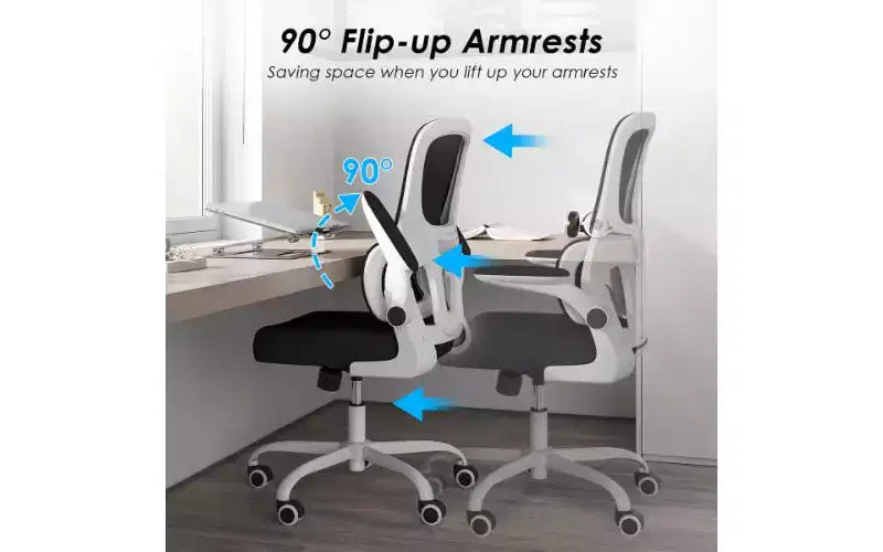 Double Mesh Ergonomic Office Chair with Flip-Up Armrests and Lumbar Support