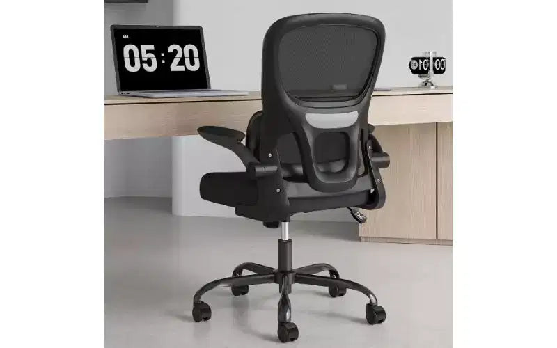 TUYOHW Double Mesh Ergonomic Office Chair, Home Office Desk Chair with Flip-Up Armrests, Computer Chair with Lumbar Support & Rolling Wheels