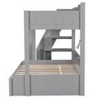 Twin over Full Bunk Bed with Storage Staircase, Trundle, and Shelves