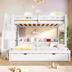 Twin over Full Bunk Bed with Storage Staircase, Trundle, and Shelves
