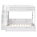 Twin over Full Bunk Bed with Storage Staircase, Trundle, and Shelves