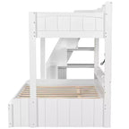 Twin over Full Bunk Bed with Storage Staircase, Trundle, and Shelves