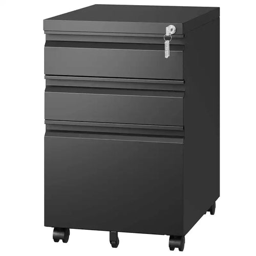 3-Drawer Mobile File Cabinet with Lock, Under-Desk Filing for Home Office