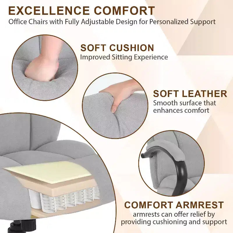 Big and Tall PU Leather Executive Office Chair, 500 lb Capacity, 360° Swivel