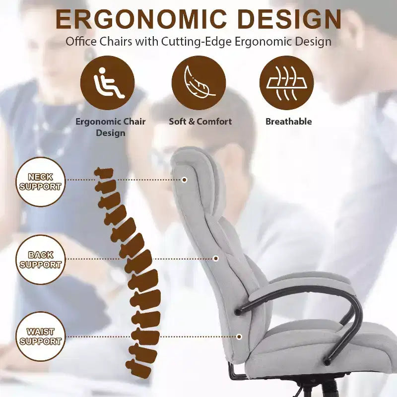Big and Tall PU Leather Executive Office Chair, 500 lb Capacity, 360° Swivel