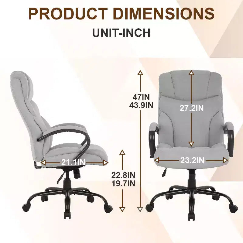 Big and Tall PU Leather Executive Office Chair, 500 lb Capacity, 360° Swivel