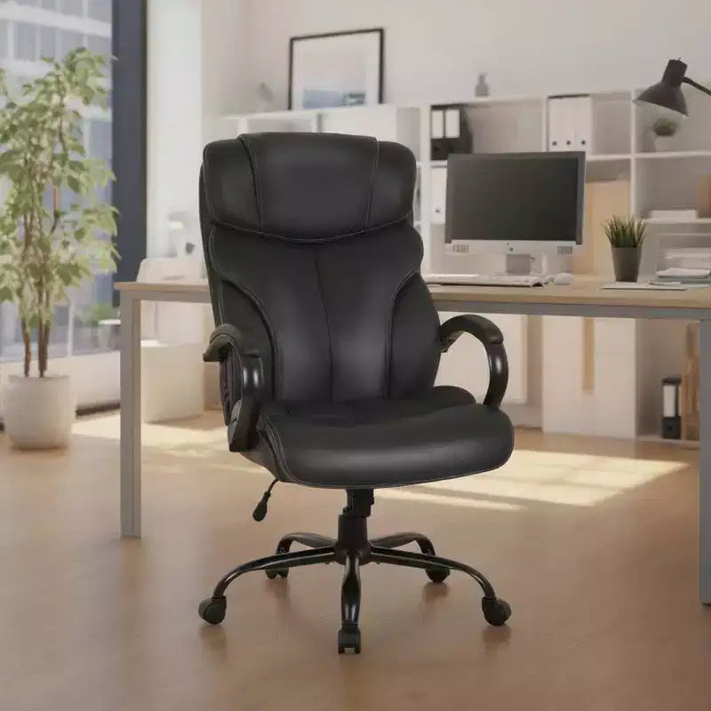 Big and Tall PU Leather Executive Office Chair, 500 lb Capacity, 360° Swivel