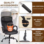 Big and Tall PU Leather Executive Office Chair, 500 lb Capacity, 360° Swivel