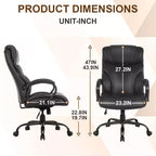 Big and Tall PU Leather Executive Office Chair, 500 lb Capacity, 360° Swivel