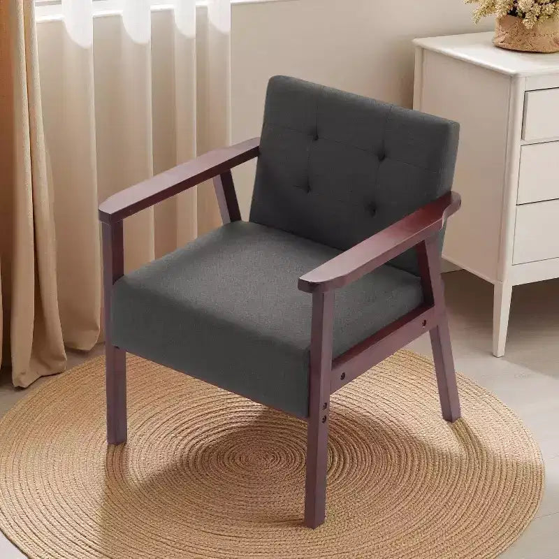 Upholstered Accent Reading Chair with Wood Frame, Padded Seat and Armrests