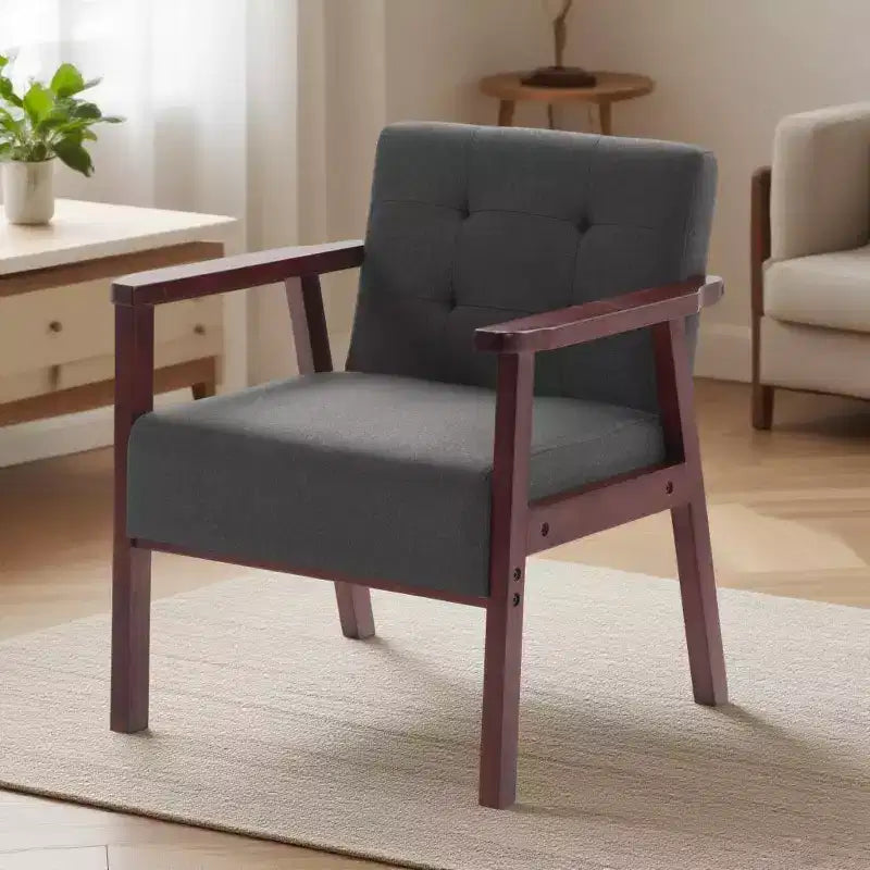 Upholstered Accent Reading Chair with Wood Frame, Padded Seat and Armrests