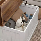 Modern Wood Coffee Table with Hidden Storage and 2 Hinged Lift Tops, White