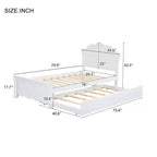 Wood Platform Bed with Headboard and Twin Size Pull-Out Trundle