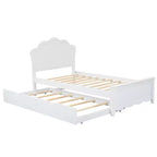 Wood Platform Bed with Headboard and Twin Size Pull-Out Trundle