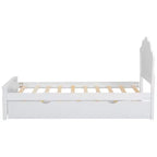 Wood Platform Bed with Headboard and Twin Size Pull-Out Trundle
