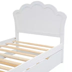 Wood Platform Bed with Headboard and Twin Size Pull-Out Trundle