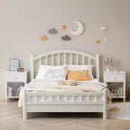 Kids Nightstand with 1 Drawer and 1 Shelf, White with Gold Handle, MDF