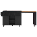 Rolling Kitchen Island with Extendable Dining Table, 3 Drawers, 2 Doors