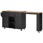 Rolling Kitchen Island with Extendable Dining Table, 3 Drawers, 2 Doors