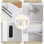Rolling Kitchen Island with Extendable Dining Table, 3 Drawers, 2 Doors