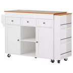 Rolling Kitchen Island with Extendable Dining Table, 3 Drawers, 2 Doors