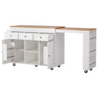 Rolling Kitchen Island with Extendable Dining Table, 3 Drawers, 2 Doors
