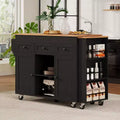 Whisen 85.5 Kitchen Island, Storage Table, Rolling Kitchen Island with Extendable Dining Table, 3 Side Open Shelves, 3 Drawers, 2 Doors