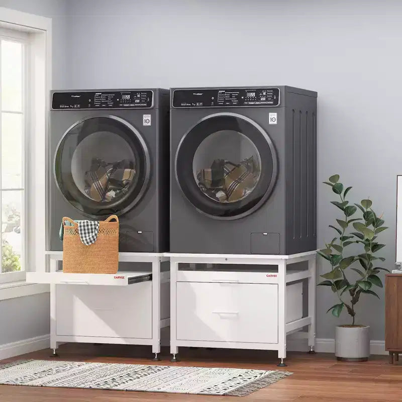 29x29x23 Heavy Duty Washer/Dryer Pedestal  850LB Capacity with Pullout Shelf & Drawer for Universal Anti-Vibration Support