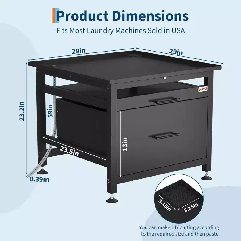 29x29x23 Heavy Duty Washer/Dryer Pedestal  850LB Capacity with Pullout Shelf & Drawer for Universal Anti-Vibration Support