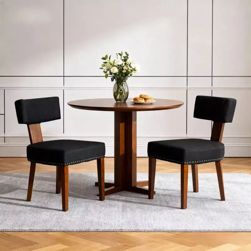 TUYOHW Modern Small Armless Dining Chairs Set of 2,Upholstered Dining Room Chairs with Curved Backrest & Hardwood Frame