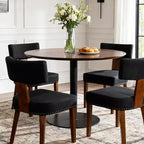 TUYOHW Modern Small Armless Dining Chairs Set of 2,Upholstered Dining Room Chairs with Curved Backrest & Hardwood Frame