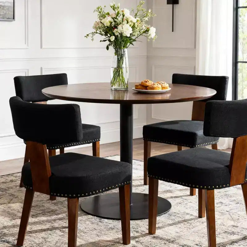 TUYOHW Modern Small Armless Dining Chairs Set of 2,Upholstered Dining Room Chairs with Curved Backrest & Hardwood Frame