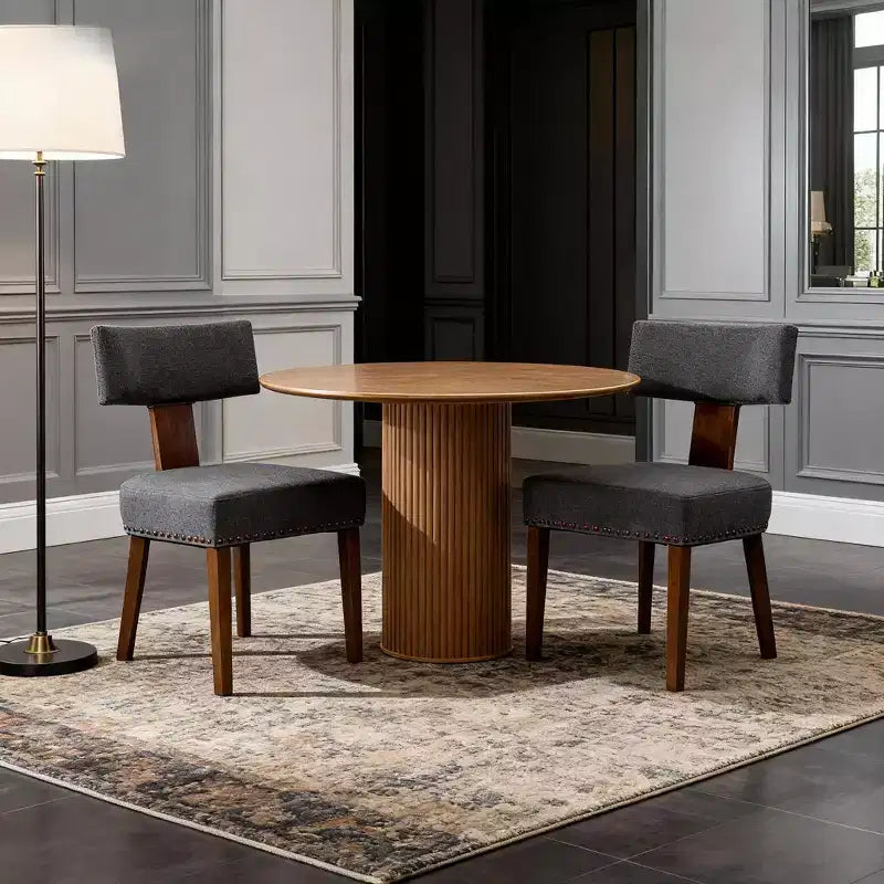 TUYOHW Modern Small Armless Dining Chairs Set of 2,Upholstered Dining Room Chairs with Curved Backrest & Hardwood Frame