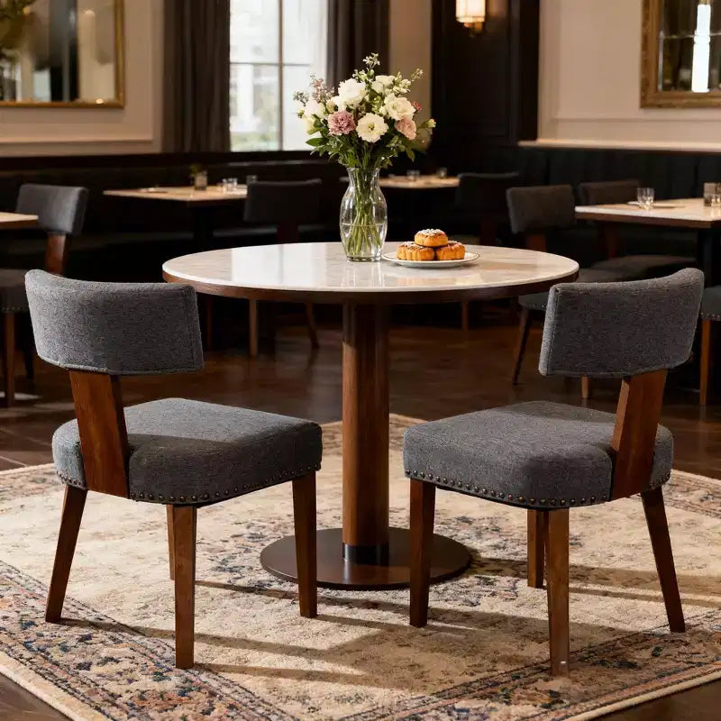 TUYOHW Modern Small Armless Dining Chairs Set of 2,Upholstered Dining Room Chairs with Curved Backrest & Hardwood Frame