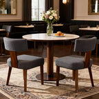 TUYOHW Modern Small Armless Dining Chairs Set of 2,Upholstered Dining Room Chairs with Curved Backrest & Hardwood Frame