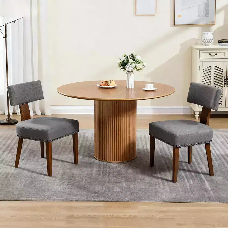 TUYOHW Modern Small Armless Dining Chairs Set of 2,Upholstered Dining Room Chairs with Curved Backrest & Hardwood Frame