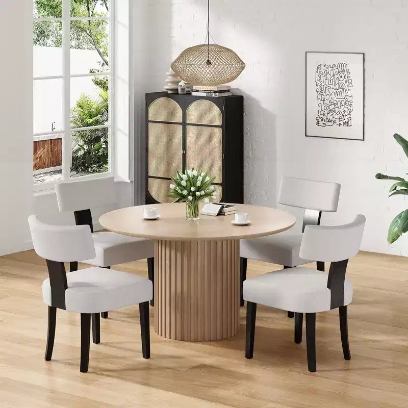 TUYOHW Modern Small Armless Dining Chairs Set of 2,Upholstered Dining Room Chairs with Curved Backrest & Hardwood Frame