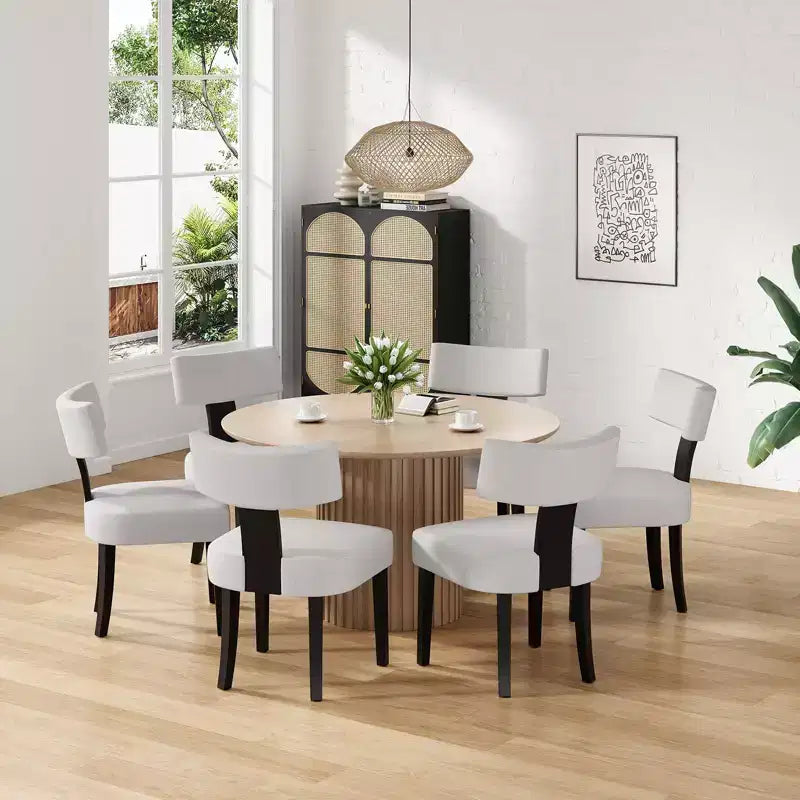 TUYOHW Modern Small Armless Dining Chairs Set of 2,Upholstered Dining Room Chairs with Curved Backrest & Hardwood Frame