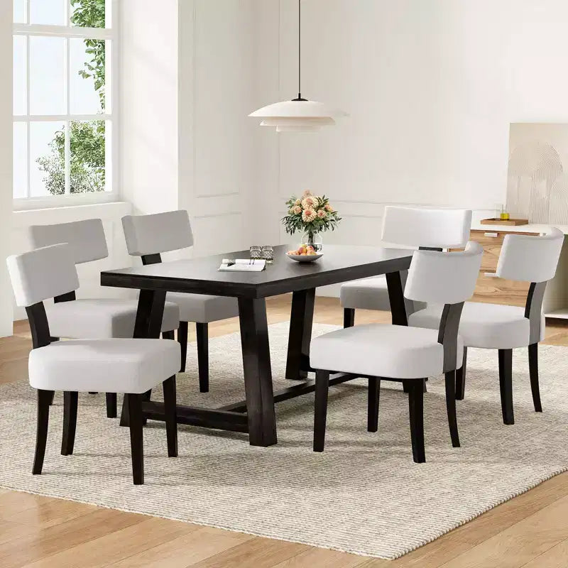 TUYOHW Modern Small Armless Dining Chairs Set of 2,Upholstered Dining Room Chairs with Curved Backrest & Hardwood Frame