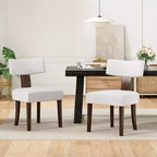 TUYOHW Modern Small Armless Dining Chairs Set of 2,Upholstered Dining Room Chairs with Curved Backrest & Hardwood Frame