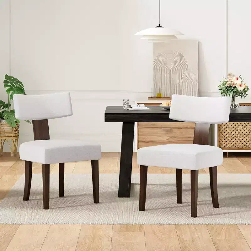 TUYOHW Modern Small Armless Dining Chairs Set of 2,Upholstered Dining Room Chairs with Curved Backrest & Hardwood Frame