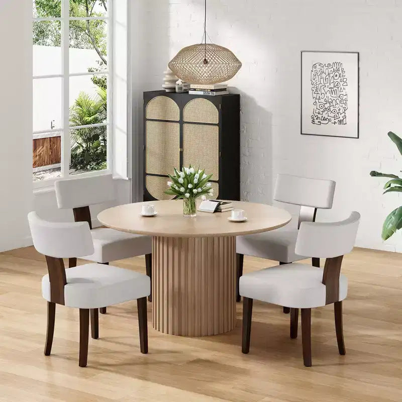 TUYOHW Modern Small Armless Dining Chairs Set of 2,Upholstered Dining Room Chairs with Curved Backrest & Hardwood Frame