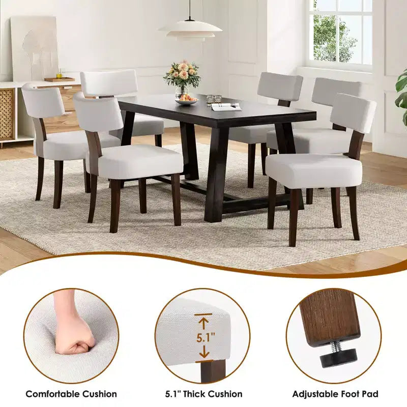 TUYOHW Modern Small Armless Dining Chairs Set of 2,Upholstered Dining Room Chairs with Curved Backrest & Hardwood Frame
