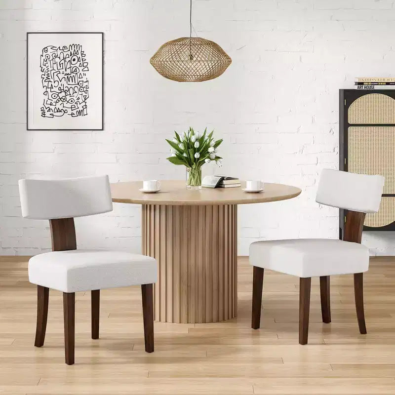 TUYOHW Modern Small Armless Dining Chairs Set of 2,Upholstered Dining Room Chairs with Curved Backrest & Hardwood Frame