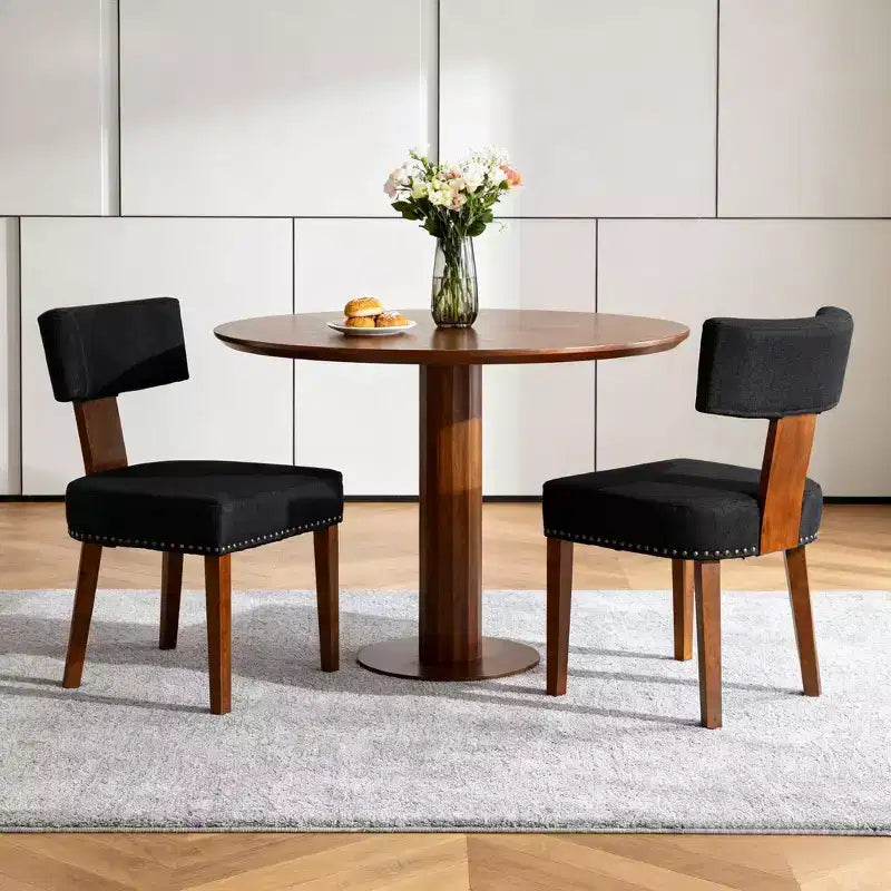 TUYOHW Modern Small Armless Dining Chairs Set of 2,Upholstered Dining Room Chairs with Curved Backrest & Hardwood Frame